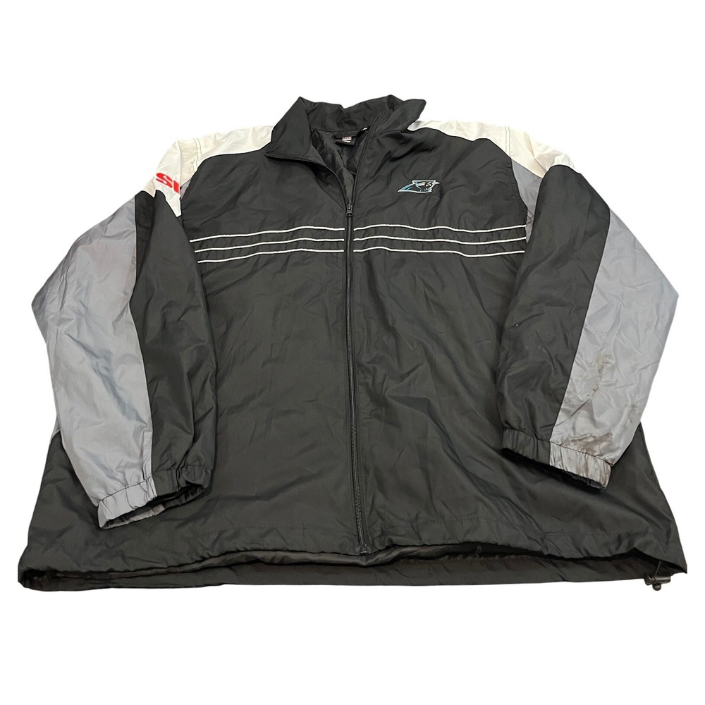 Reebok Carolina Panthers Windbreaker Jacket Mens XL Black Gray NFL Full Zip